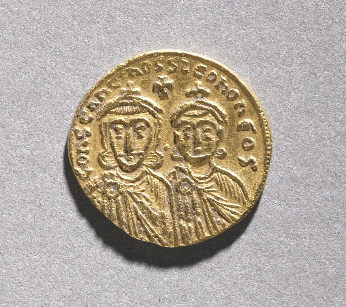 Solidus wtih Leo IV the Khazar and His Father Constantine V Copronymus (reverse) by Unknown, metalwork, 751-775