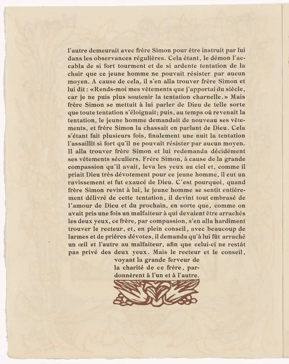 Tailpiece (page 226) from Les Petites Fleurs de St. François (The Little Flowers of St. Francis) by Émile Bernard, illustrated book, 1928