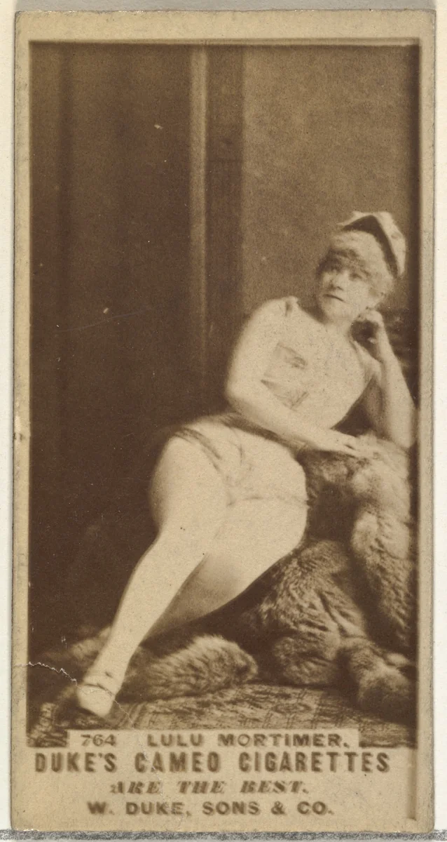 Card Number 764, Lulu Mortimer, from the Actors and Actresses series (N145-5) issued by Duke Sons & Co. to promote Cameo Cigarettes by W. Duke, Sons & Co., photograph, 1880-1889