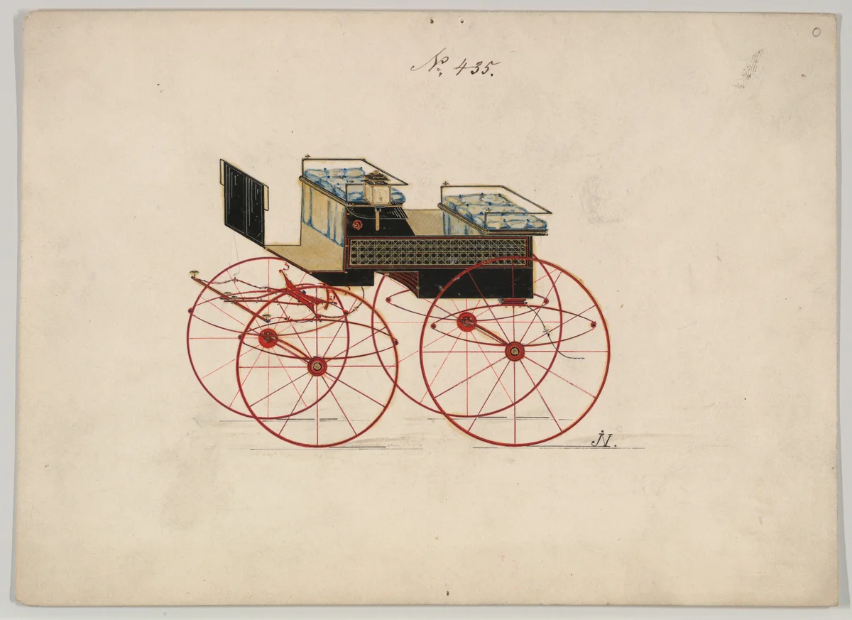 Dog Cart Phaeton #435 by Brewster & Co., drawing, 1850-1870