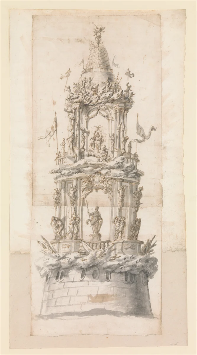 Design for a Temporary Structure for a Festival Celebration by anonymous, drawing, 1700-1735
