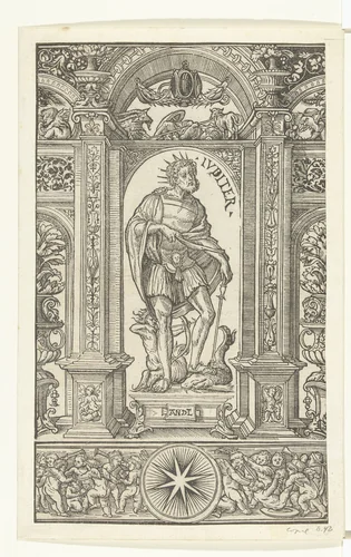 Jupiter met sterrenbeelden Boogschutter en Vissen by Unknown, print, 1483-1581