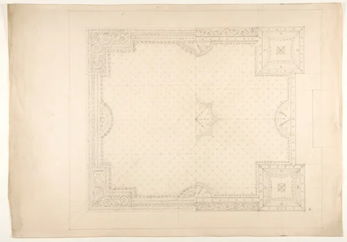 Design for a ceiling by Jules-Edmond-Charles Lachaise, drawing, 1850-1900