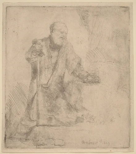Saint Peter in Penitence by Rembrandt van Rijn, print, 1645