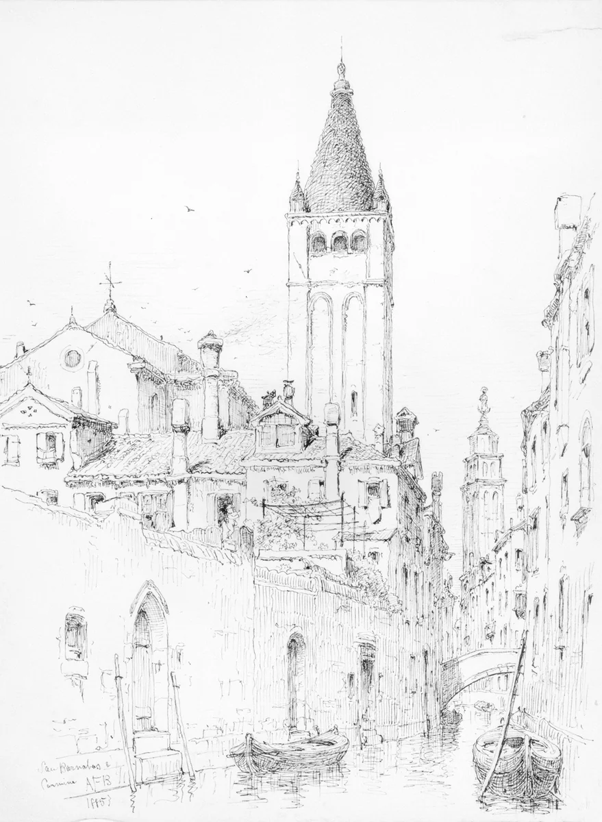 San Barnabas e Carmine, Venice by Andrew Fisher Bunner, artwork, 1885