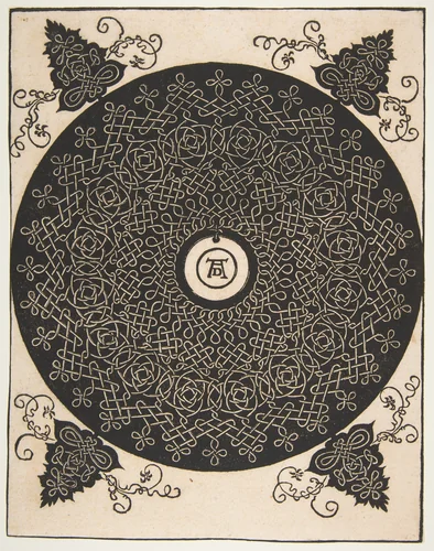 “The Fourth Knot”, Interlaced Roundel with a Round Medallion in its Center by Albrecht Dürer, print, 1500-1521