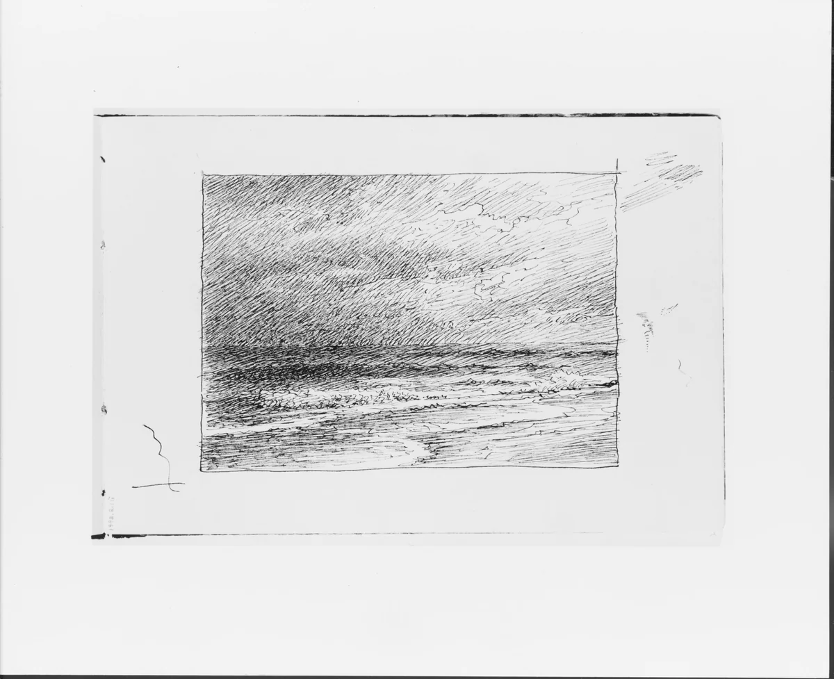 Seascape and Deluge (from Sketchbook VII) by William Trost Richards, artwork, 1886