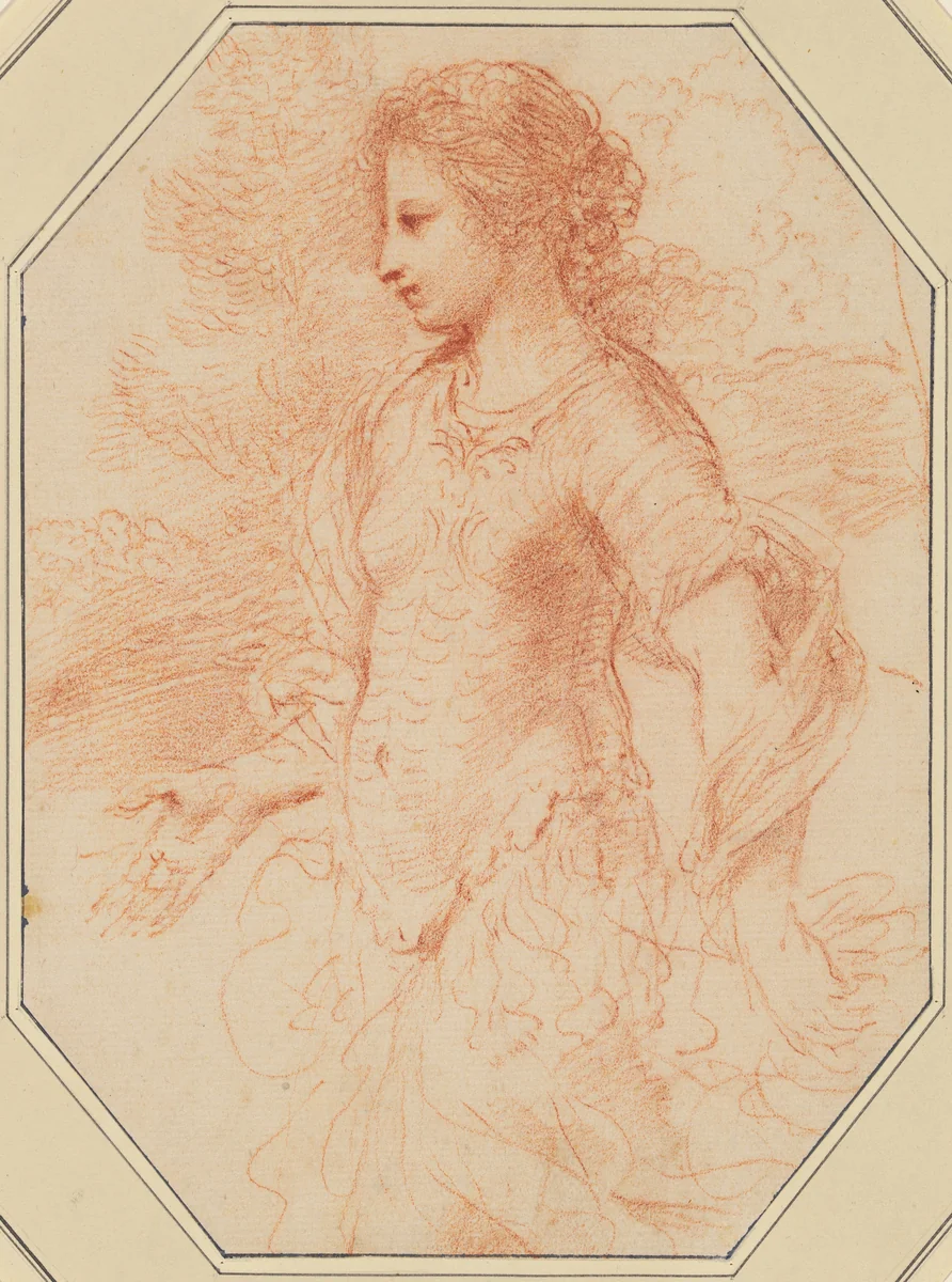 Erminia by Guercino, drawing, 1643-1653