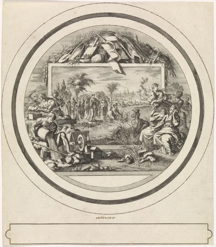 Mozes wordt gevonden door de dochter van de farao by Jan Luyken, print, 1700