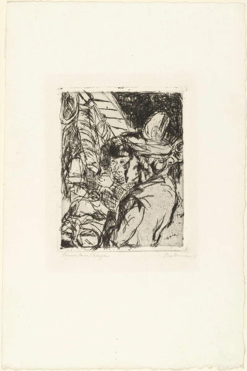 Women at the Butcher (Frauen beim Fleischer) by Max Beckmann, print, 1914