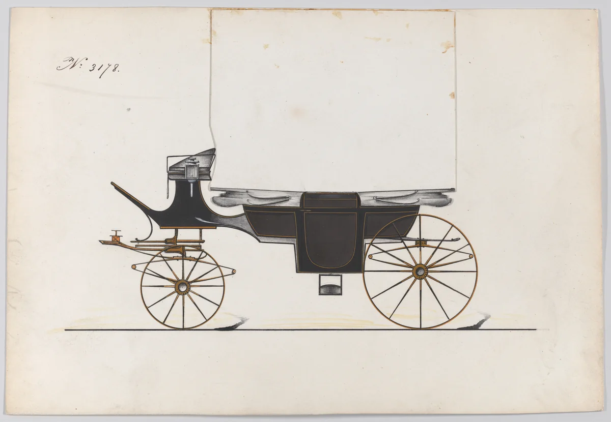 Design for Landau, No. 3178 by Brewster & Co., drawing, 1875