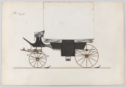 Design for Landau, No. 3178 by Brewster & Co., drawing, 1875