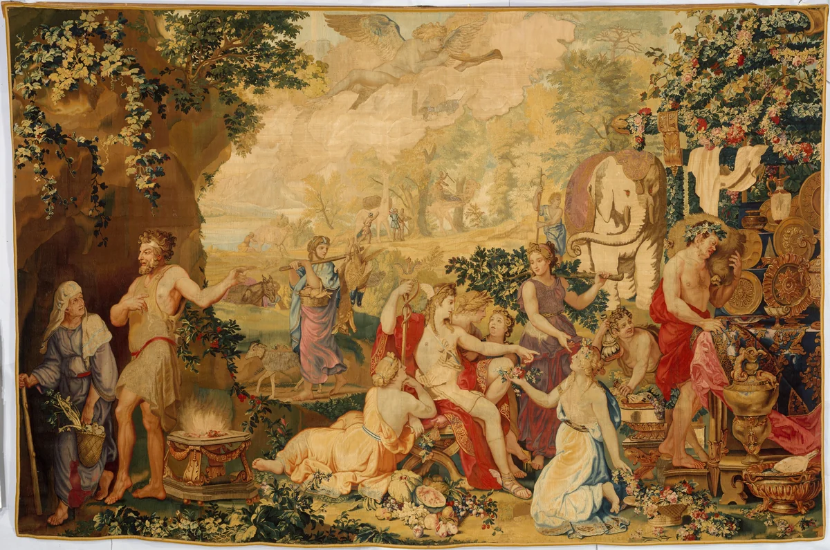 The Festival of Psyche, with Mercury from a set of Mythological Subjects after Giulio Romano by Giulio Romano, textile, 1684-1692