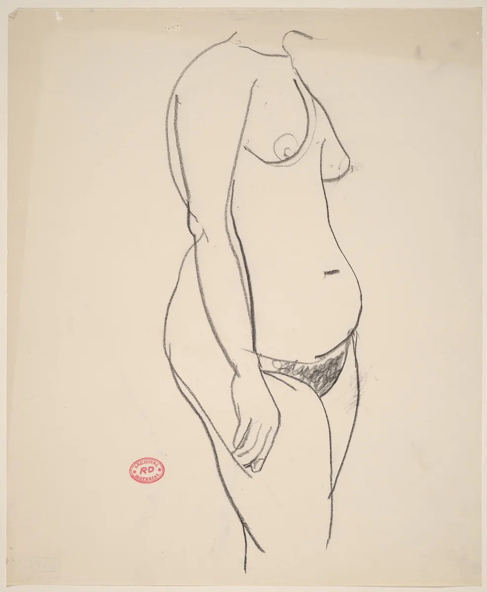 [female nude on knees] by Richard Diebenkorn, drawing, 1955-1967
