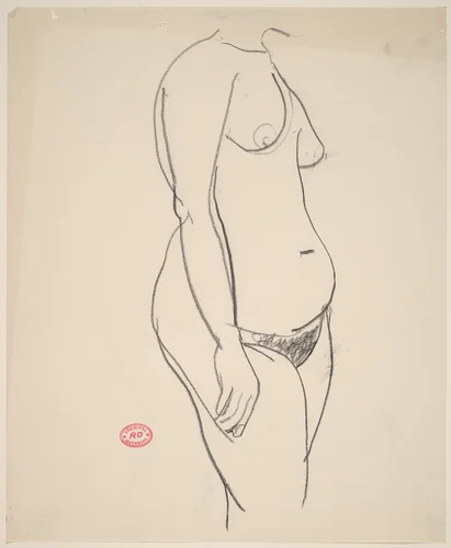 [female nude on knees] by Richard Diebenkorn, drawing, 1955-1967