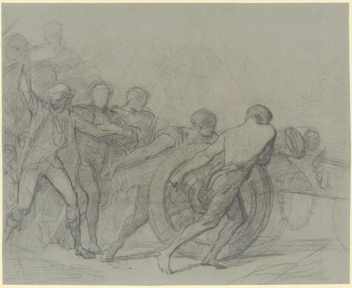 Study for "The Enrollment of the Volunteers of 1792" by Thomas Couture, drawing, 1843-1856