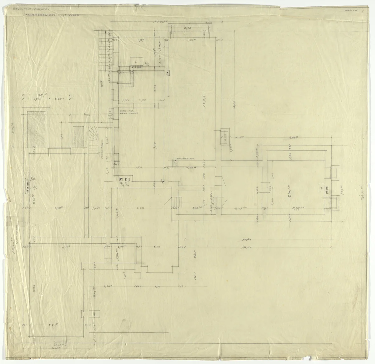 Wolf House, Gubin, Poland (Basement plan [final version]) by Ludwig Mies van der Rohe, mies van der rohe archive, 1925
