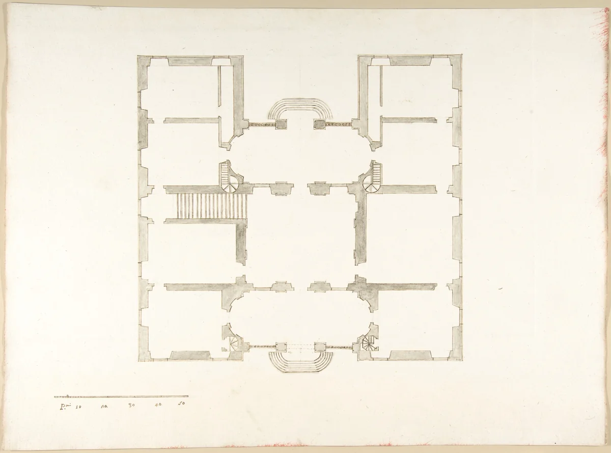 Plan by Pietro Paolo Coccetti, drawing, 1710-1727