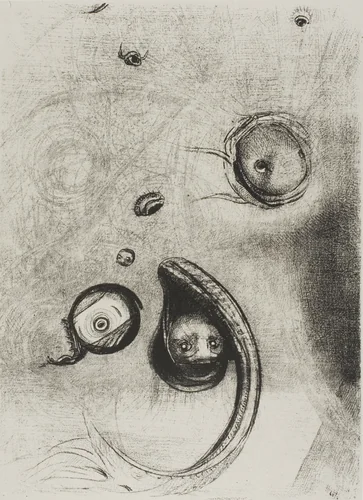 And that Eyes without Heads Were Floating Like Mollusks, plate 13 of 24 by Odilon Redon, print, 1896