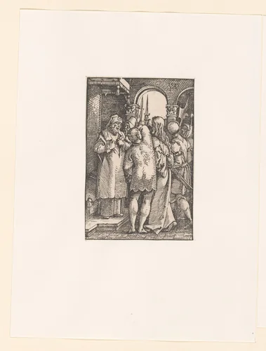 Christus voor Kajafas by anonymous, print, 1535