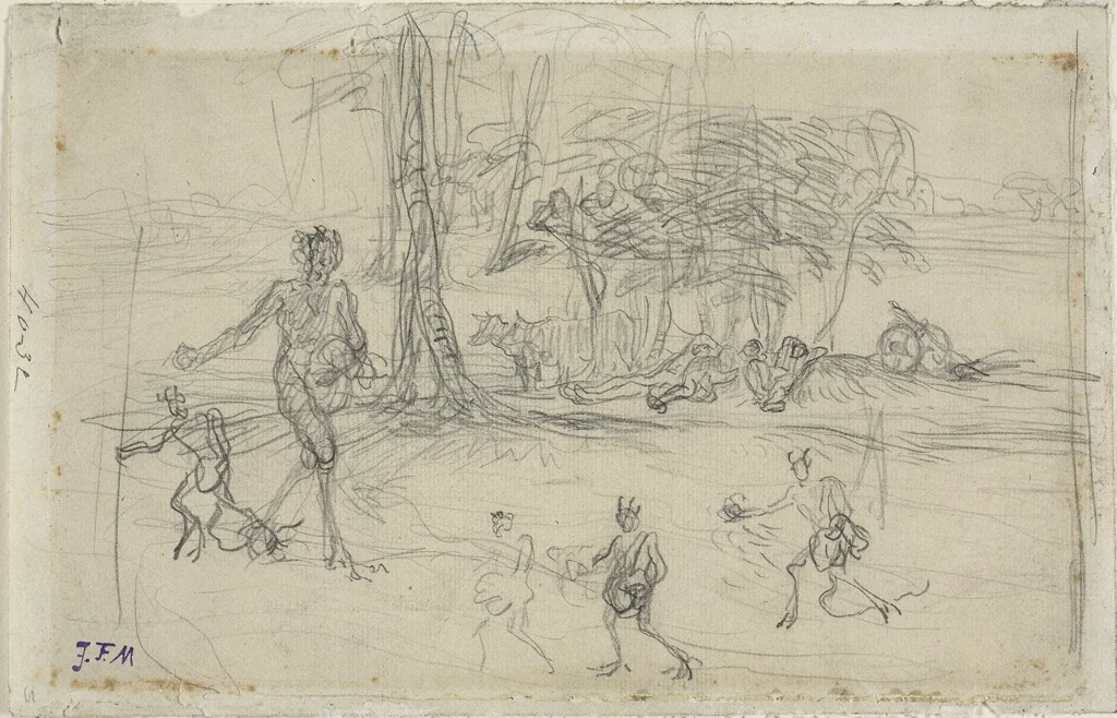 The Devil Sowing by Jean-François Millet, drawing, 1848-1852