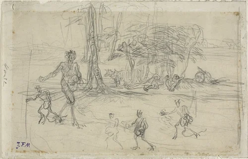 The Devil Sowing by Jean-François Millet, drawing, 1848-1852