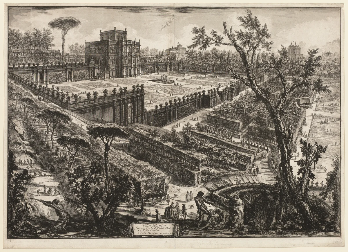 Villa Pamphili outside Porta S. Pancrazio, from Views of Rome by Giovanni Battista Piranesi, print, 1776
