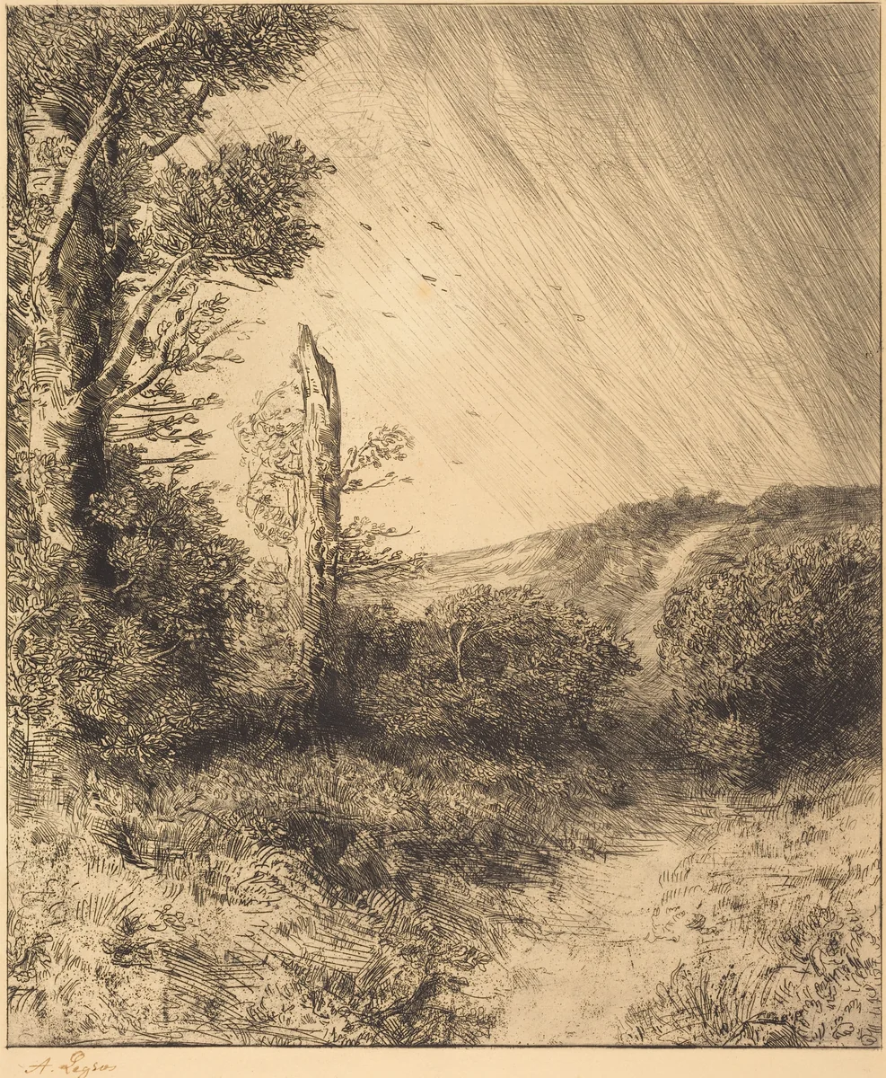 Gust of Wind (Le coup de vent) by Alphonse Legros, print, 1837-1911