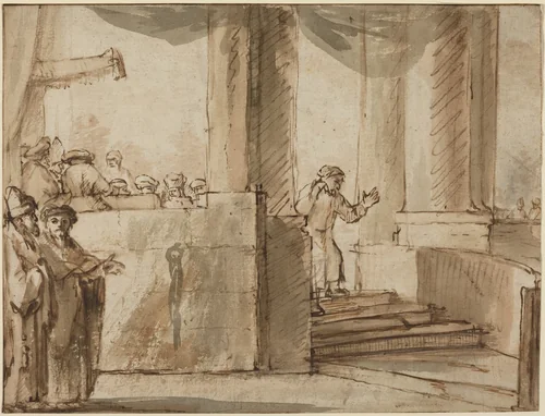 Judas Leaving the High Priest by Rembrandt van Rijn, drawing, 1606-1669