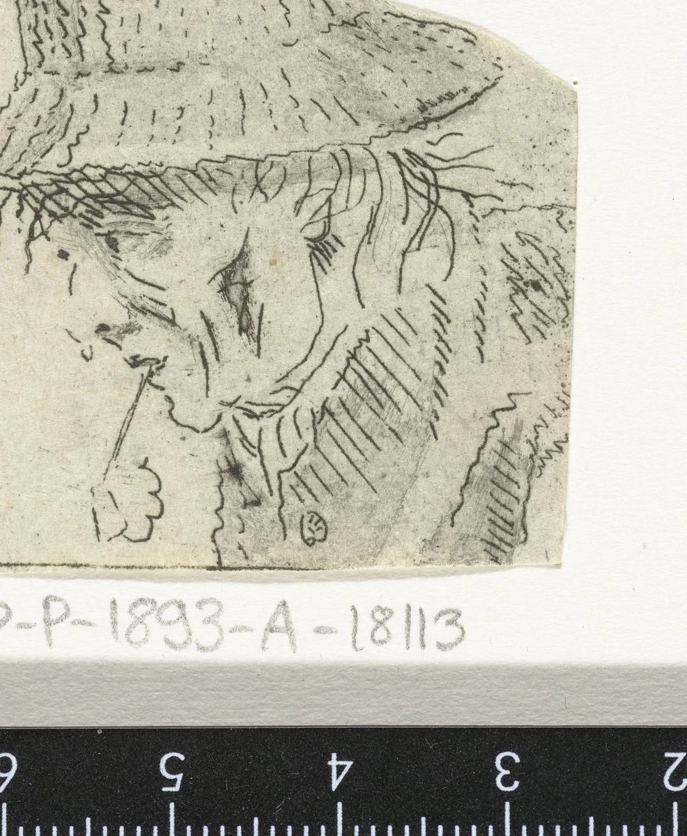 Manshoofd met hoed en pijp by Louis Bernard Coclers, print, 1756-1817