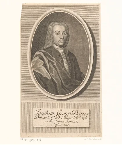 Portret van Joachim Georg Darjes by Johann Martin Bernigeroth, print, 1744