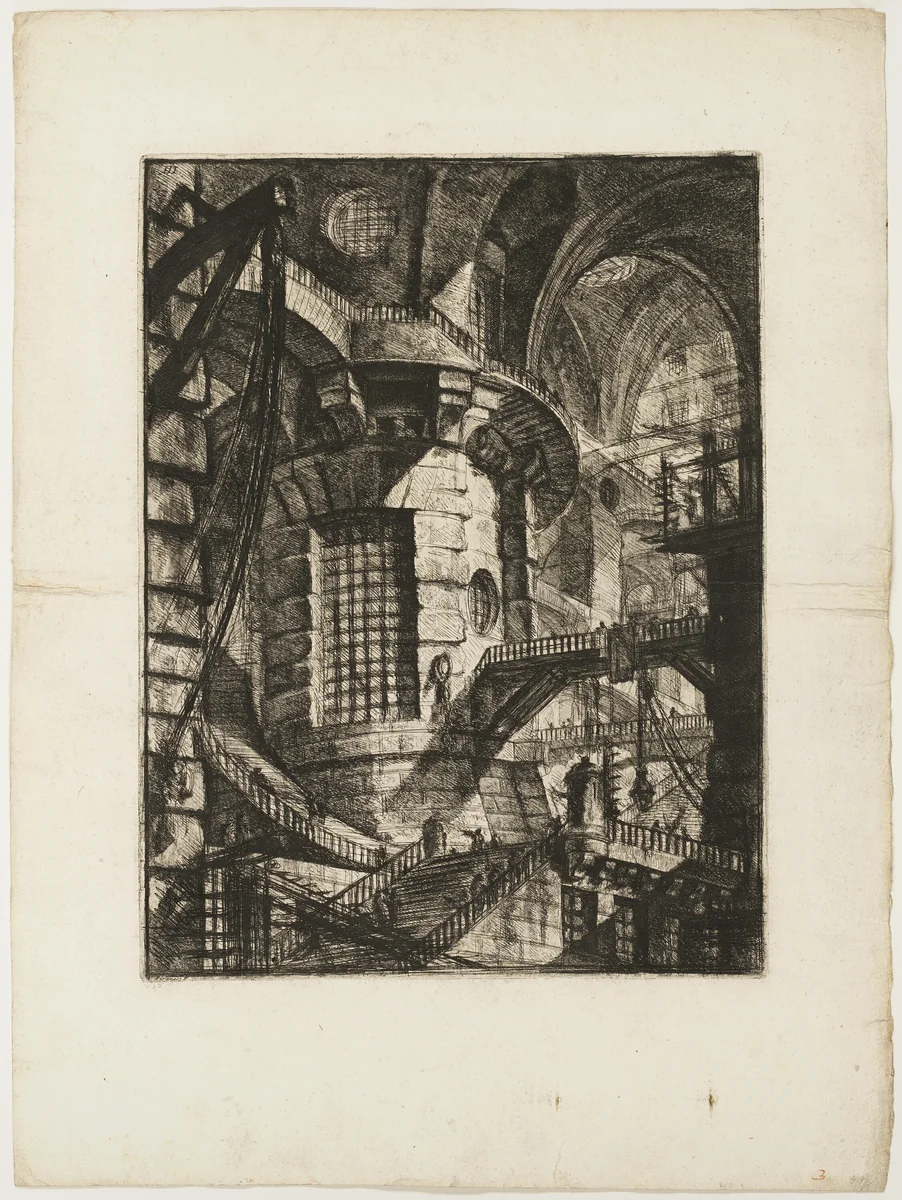 The Round Tower, plate 3 from Imaginary Prisons by Giovanni Battista Piranesi, print, 1761