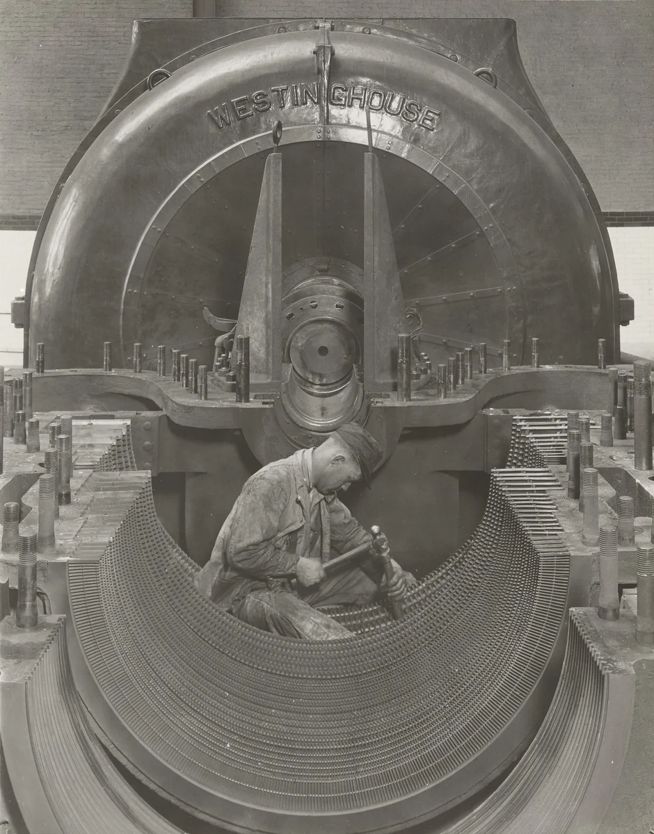 A Worker in his Shrine--The Heart of the Turbine by Lewis Wickes Hine, photograph, 1920