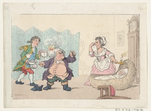 The Battle of the Cataplasm (Tristram Shandy) by Henry William Bunbury, print, 1800-1827
