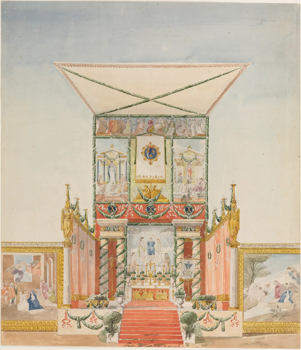 Portable Field Altar for Charles X by Alexandre Denis Abel de Pujol, drawing, 1824-1830