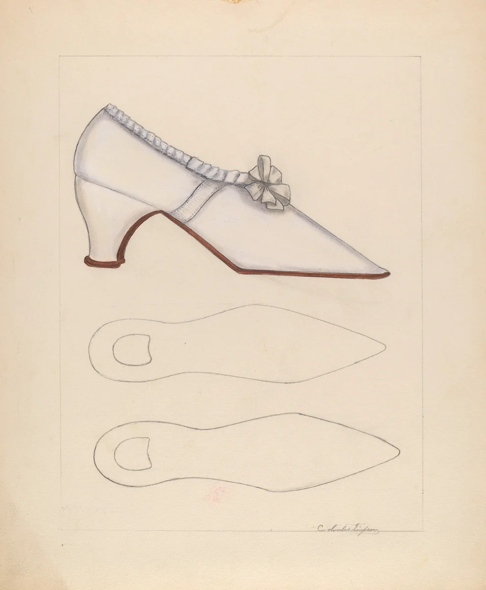 Woman's Shoe by Columbus Simpson, index of american design, 1937