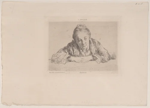 Étude, ou femme accoudée, from "L'Artiste" by Marcellin Desboutin, print, 1882-1889