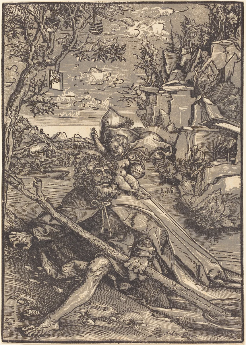 Saint Christopher by Lucas Cranach, print, 1506
