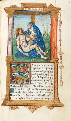 Printed Book of Hours (Use of Rome): fol. 53r, Pieta by Guillaume Le Rouge, book, 1510
