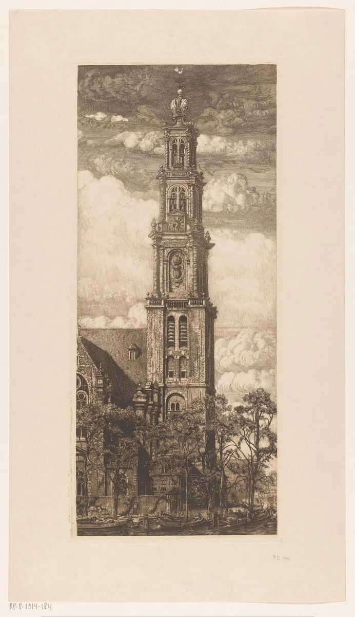 Westertoren in Amsterdam by Pieter Dupont, print, 1907-1908