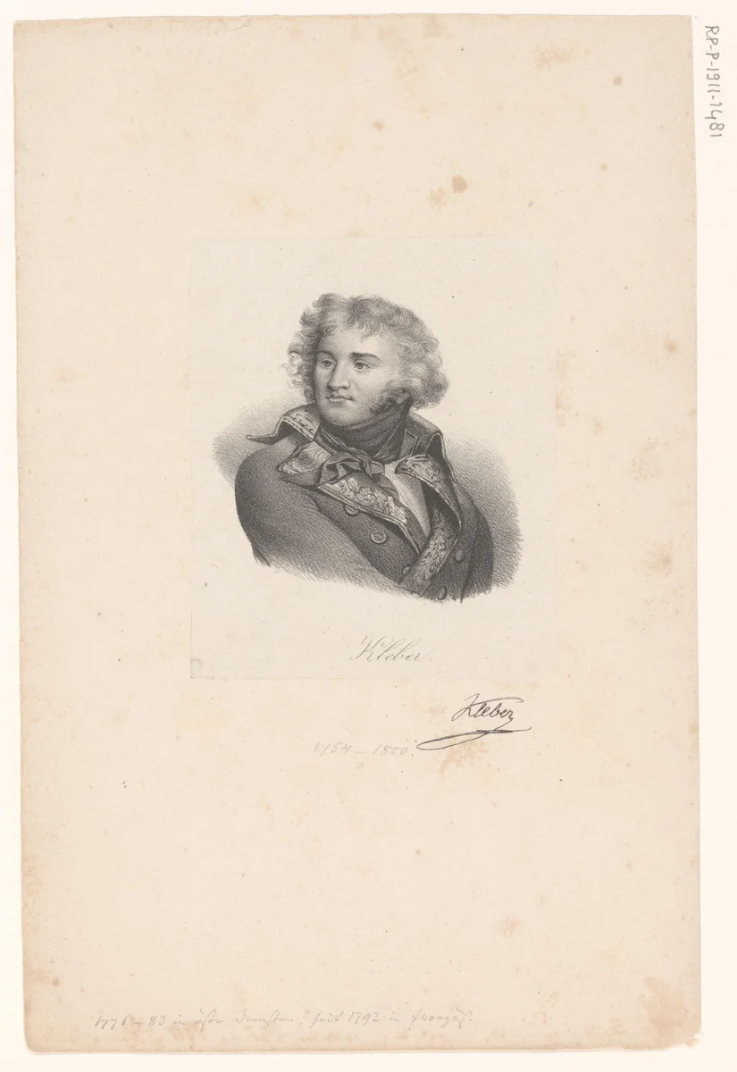 Portret van Jean-Baptiste Kléber by anonymous, print, 1818-1842
