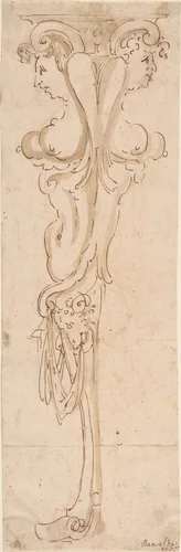 Architectural detail with Female Figures by anonymous, drawing, 1600-1699