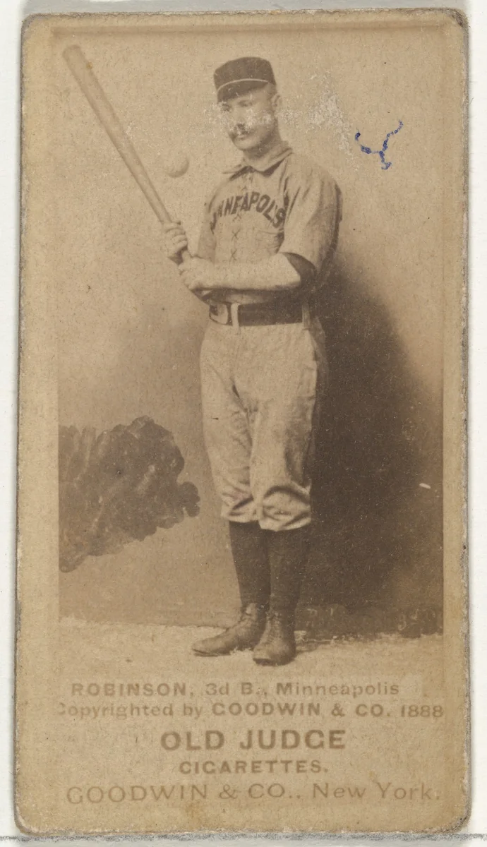 Myers C. Robinson, 3rd Base, Minneapolis, from the Old Judge series (N172) for Old Judge Cigarettes by Goodwin & Company, photograph, 1888