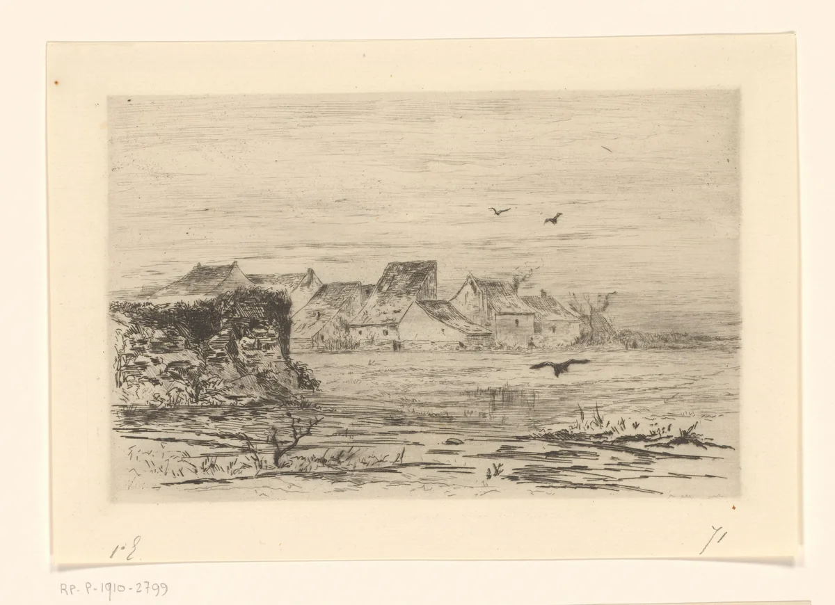 Gezicht op Veules met wal by Carel Nicolaas Storm van 's-Gravesande, print, 1873