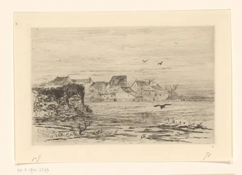 Gezicht op Veules met wal by Carel Nicolaas Storm van 's-Gravesande, print, 1873