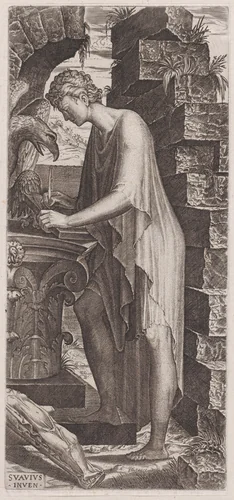 St. John the Evangelist, from "Christ, the Twelve Apostles and St. Paul" by Lambert Suavius, print, 1525-1576
