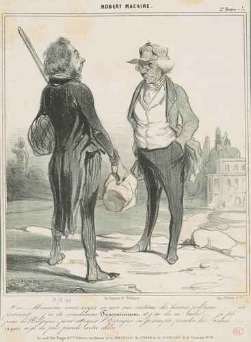 Oui, monsieur, vous voyez en moi une victime by Honoré Daumier, print, 1842