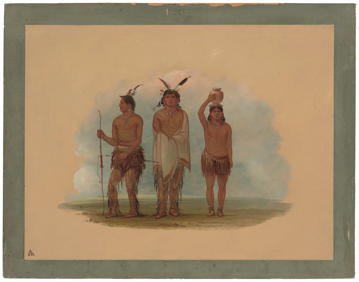 Three Walla Walla Indians by George Catlin, painting, 1855-1869