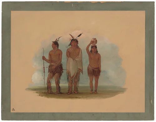 Three Walla Walla Indians by George Catlin, painting, 1855-1869