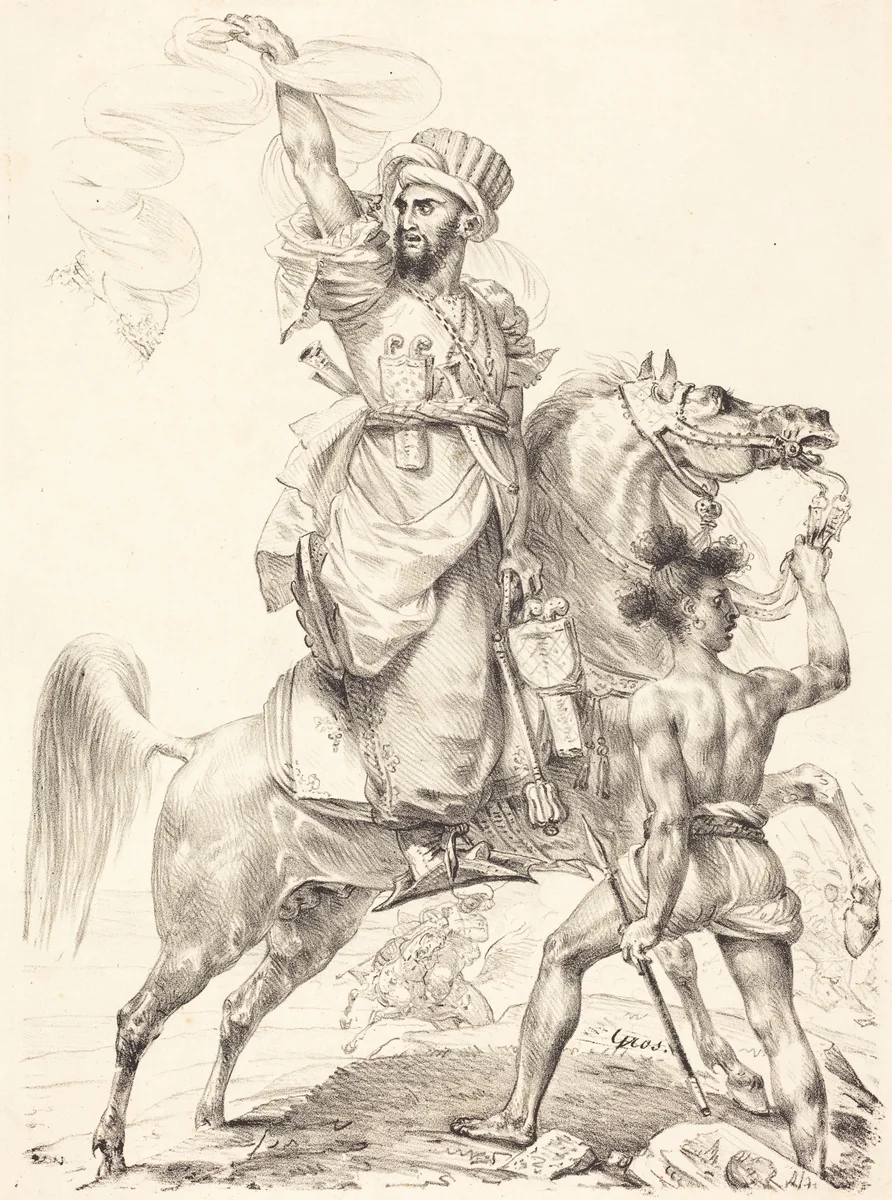 The Chief of the Mamelukes on Horseback by Antoine-Jean Gros, print, 1817